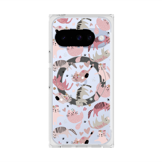 プレミアムスクエアケース with Pixelsnap［ Funny Cats - 02 ］