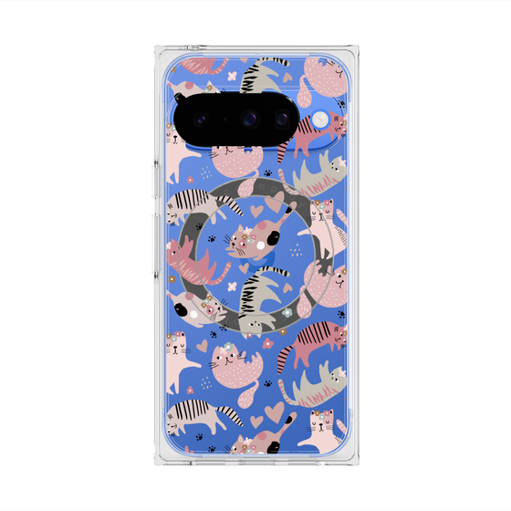 プレミアムスクエアケース with Pixelsnap［ Funny Cats - 02 ］
