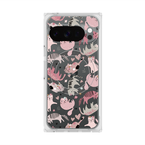 プレミアムスクエアケース with Pixelsnap［ Funny Cats - 02 ］