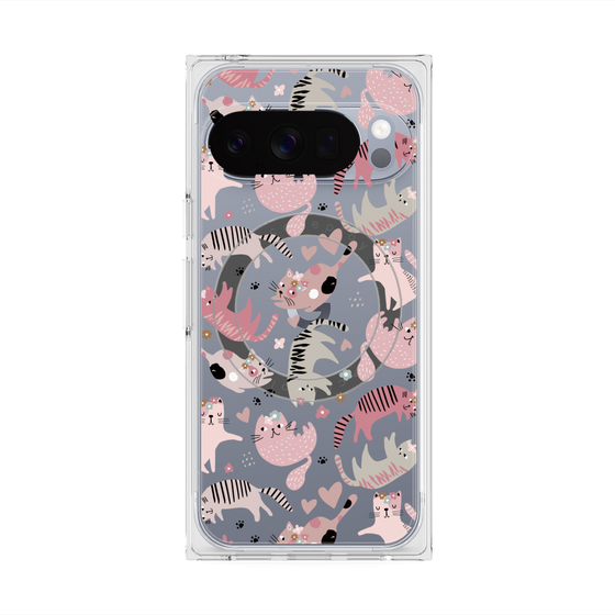 プレミアムスクエアケース with Pixelsnap［ Funny Cats - 02 ］