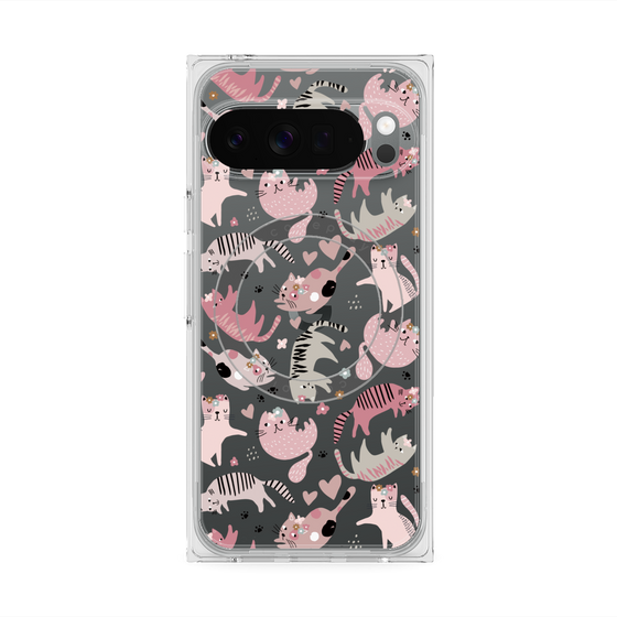 プレミアムスクエアケース with Pixelsnap［ Funny Cats - 02 ］