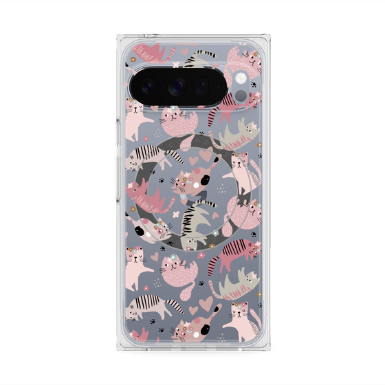 プレミアムスクエアケース with Pixelsnap［ Funny Cats - 02 ］