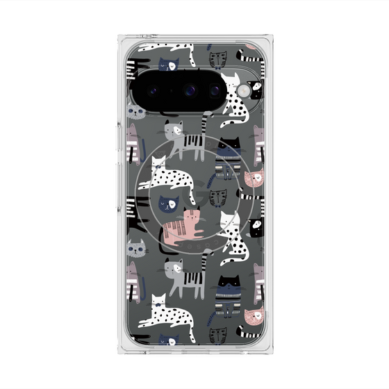 プレミアムスクエアケース with Pixelsnap［ Funny Cats - 03 ］