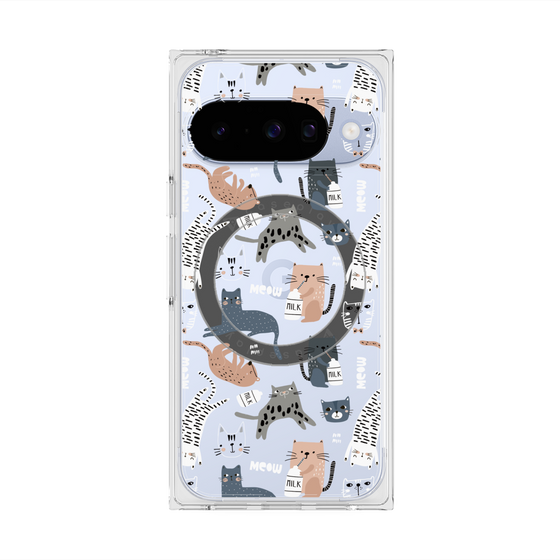 プレミアムスクエアケース with Pixelsnap［ Funny Cats - 05 ］