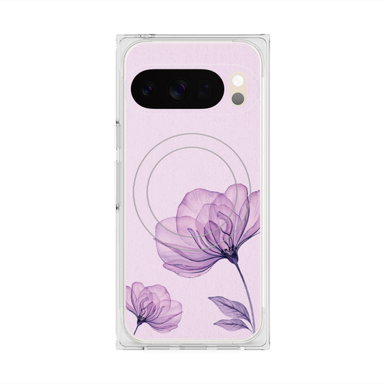 プレミアムスクエアケース with Pixelsnap［ Natural Flower - Purple ］