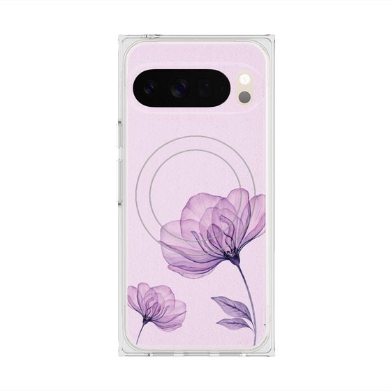 プレミアムスクエアケース with Pixelsnap［ Natural Flower - Purple ］