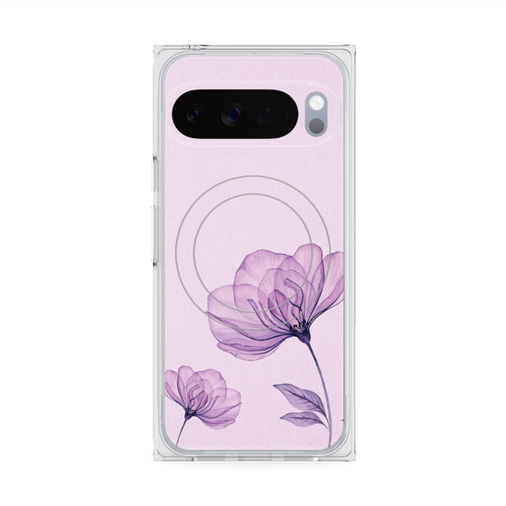 プレミアムスクエアケース with Pixelsnap［ Natural Flower - Purple ］