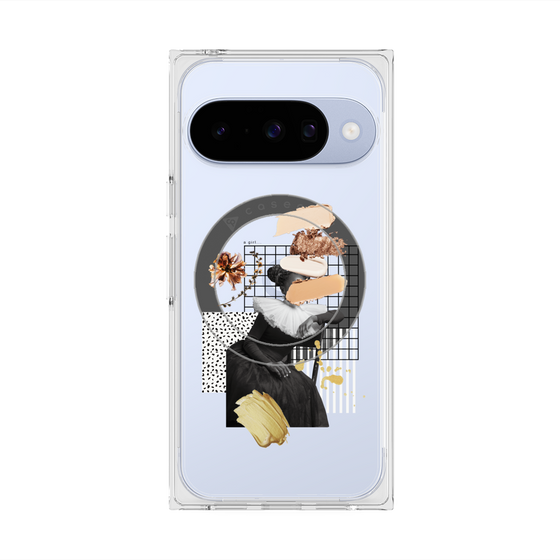 プレミアムスクエアケース with Pixelsnap［ Artistic Fall in Beige ］