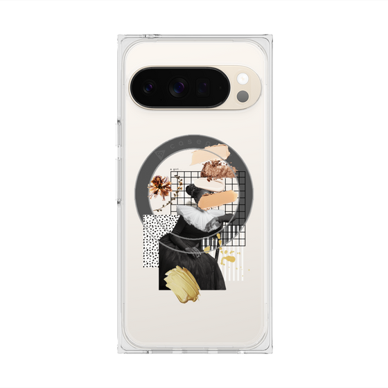 プレミアムスクエアケース with Pixelsnap［ Artistic Fall in Beige ］