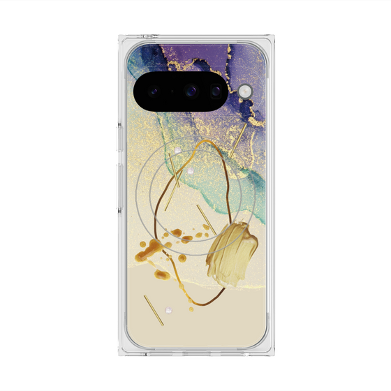 プレミアムスクエアケース with Pixelsnap［ Marble Nuance Painting Purple ］