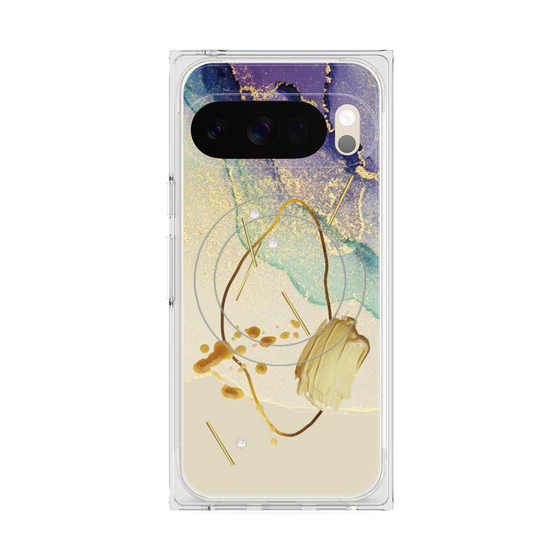 プレミアムスクエアケース with Pixelsnap［ Marble Nuance Painting Purple ］