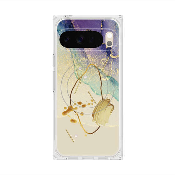 プレミアムスクエアケース with Pixelsnap［ Marble Nuance Painting Purple ］