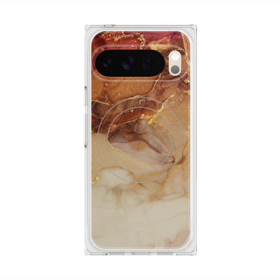 プレミアムスクエアケース with Pixelsnap［ Marble Brown ］