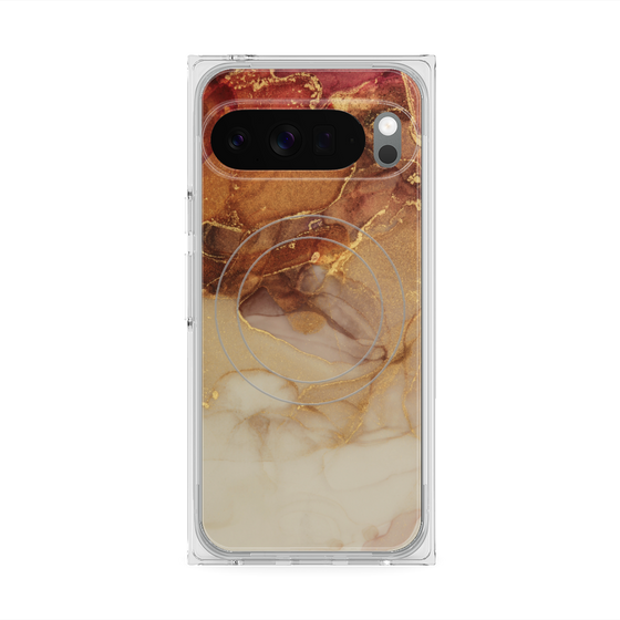 プレミアムスクエアケース with Pixelsnap［ Marble Brown ］