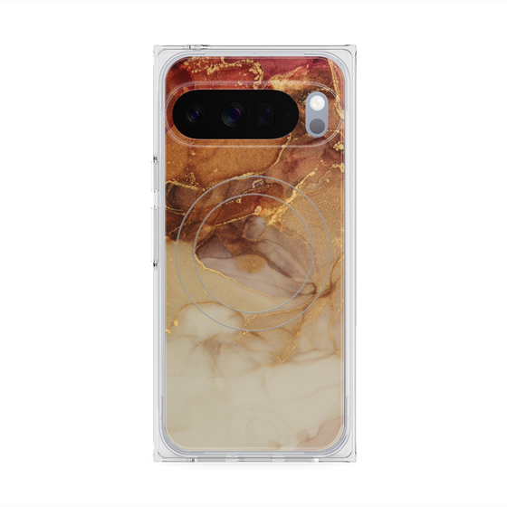 プレミアムスクエアケース with Pixelsnap［ Marble Brown ］