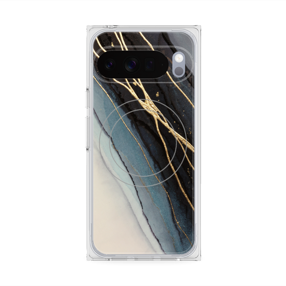 プレミアムスクエアケース with Pixelsnap［ Marble Black ］