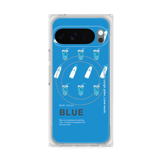 プレミアムスクエアケース with Pixelsnap［ BLUE-Ramune soda ］