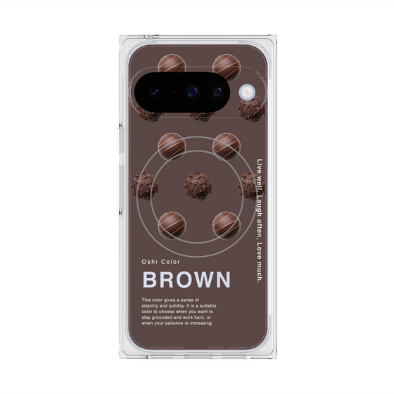 プレミアムスクエアケース with Pixelsnap［ BROWN-Chocolate ］