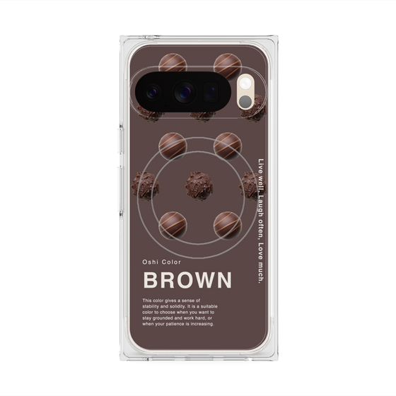 プレミアムスクエアケース with Pixelsnap［ BROWN-Chocolate ］