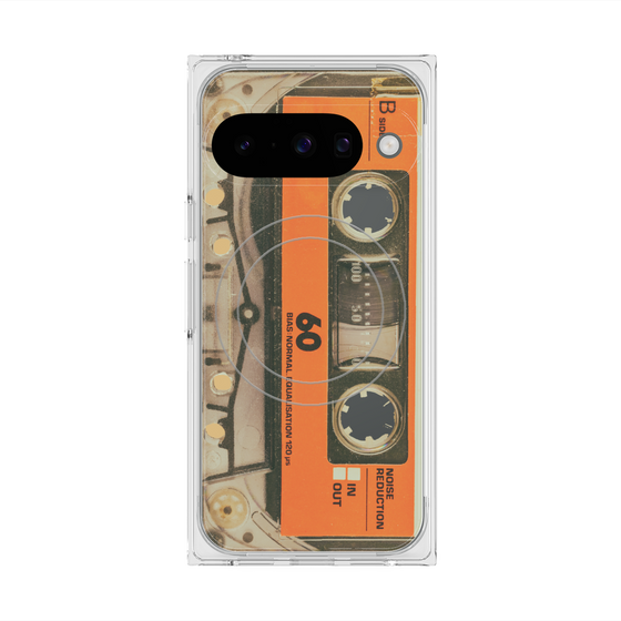 プレミアムスクエアケース with Pixelsnap［ RETORO CASSETTE TAPE - Skeleton Orange ］