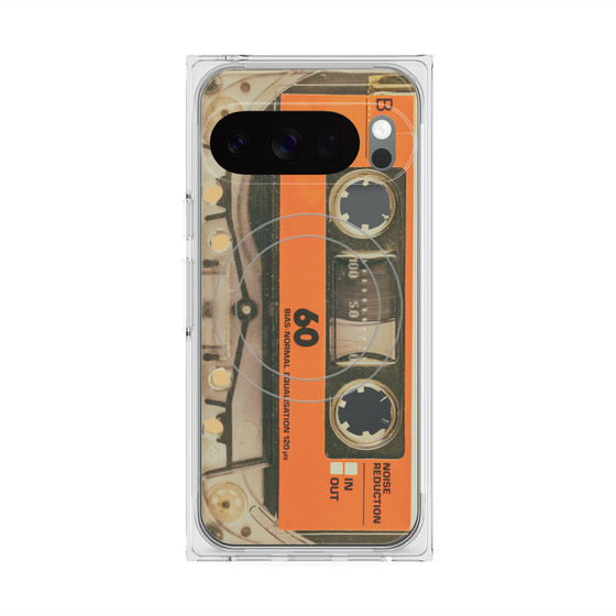 プレミアムスクエアケース with Pixelsnap［ RETORO CASSETTE TAPE - Skeleton Orange ］