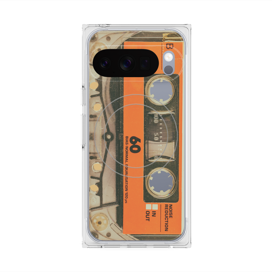 プレミアムスクエアケース with Pixelsnap［ RETORO CASSETTE TAPE - Skeleton Orange ］