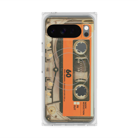 プレミアムスクエアケース with Pixelsnap［ RETORO CASSETTE TAPE - Skeleton Orange ］