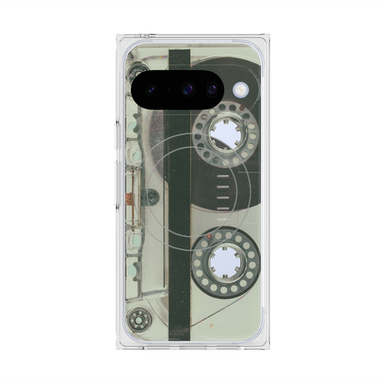 プレミアムスクエアケース with Pixelsnap［ RETORO CASSETTE TAPE - Skeleton Blue ］