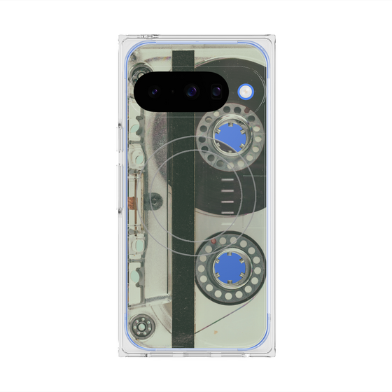 プレミアムスクエアケース with Pixelsnap［ RETORO CASSETTE TAPE - Skeleton Blue ］