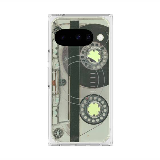 プレミアムスクエアケース with Pixelsnap［ RETORO CASSETTE TAPE - Skeleton Blue ］