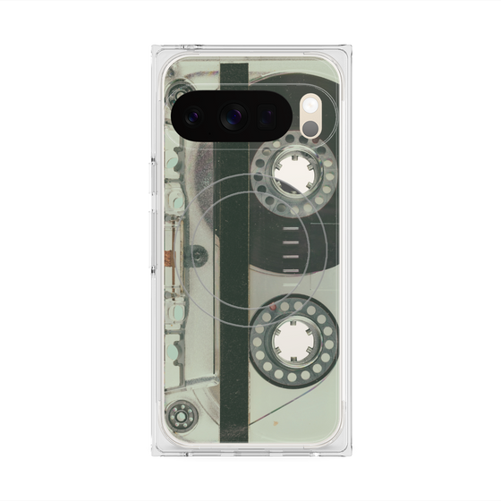プレミアムスクエアケース with Pixelsnap［ RETORO CASSETTE TAPE - Skeleton Blue ］