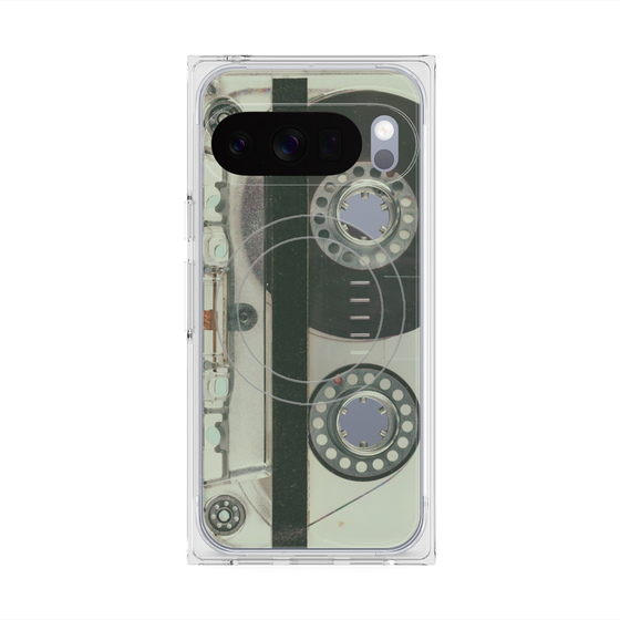 プレミアムスクエアケース with Pixelsnap［ RETORO CASSETTE TAPE - Skeleton Blue ］