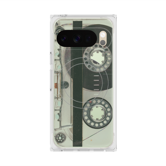 プレミアムスクエアケース with Pixelsnap［ RETORO CASSETTE TAPE - Skeleton Blue ］