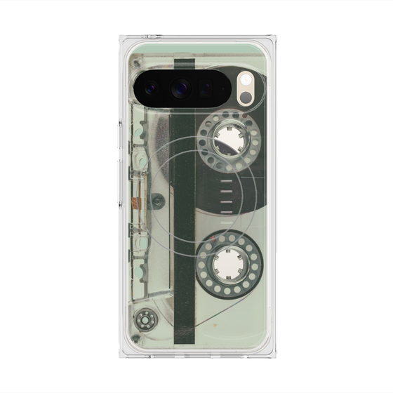 プレミアムスクエアケース with Pixelsnap［ RETORO CASSETTE TAPE - Skeleton Blue ］