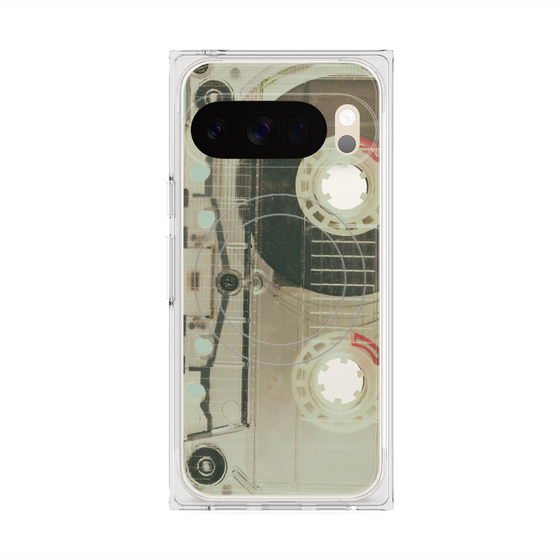 プレミアムスクエアケース with Pixelsnap［ RETORO CASSETTE TAPE - Skeleton Red ］