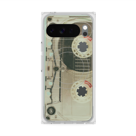 プレミアムスクエアケース with Pixelsnap［ RETORO CASSETTE TAPE - Skeleton Red ］
