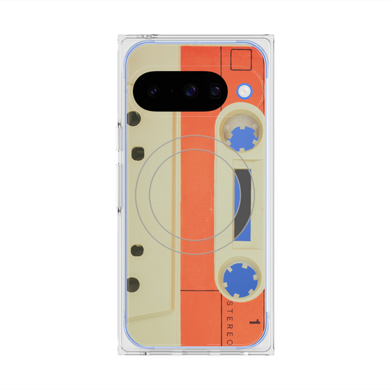 プレミアムスクエアケース with Pixelsnap［ RETORO CASSETTE TAPE - Opacity White ］