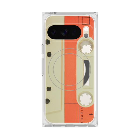 プレミアムスクエアケース with Pixelsnap［ RETORO CASSETTE TAPE - Opacity White ］