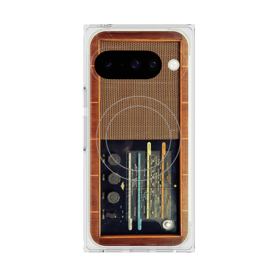 プレミアムスクエアケース with Pixelsnap［ RETORO RADIO - Brown ］