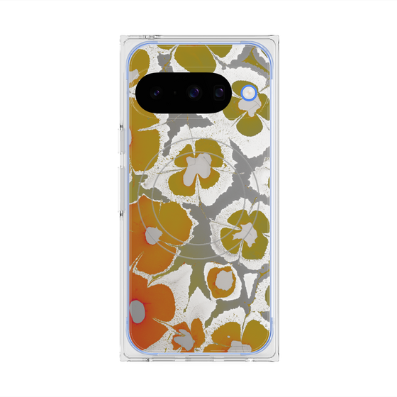 プレミアムスクエアケース with Pixelsnap［ y2k(Year2000) - Flower - Yellow Gray ］
