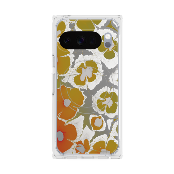 プレミアムスクエアケース with Pixelsnap［ y2k(Year2000) - Flower - Yellow Gray ］