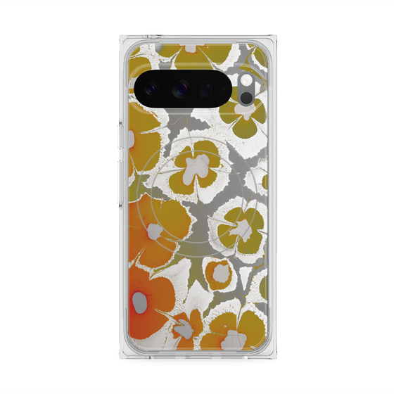 プレミアムスクエアケース with Pixelsnap［ y2k(Year2000) - Flower - Yellow Gray ］