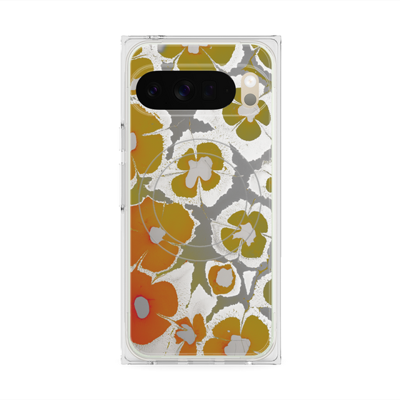 プレミアムスクエアケース with Pixelsnap［ y2k(Year2000) - Flower - Yellow Gray ］