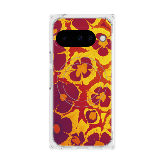 プレミアムスクエアケース with Pixelsnap［ y2k(Year2000) - Flower - Orange purple ］