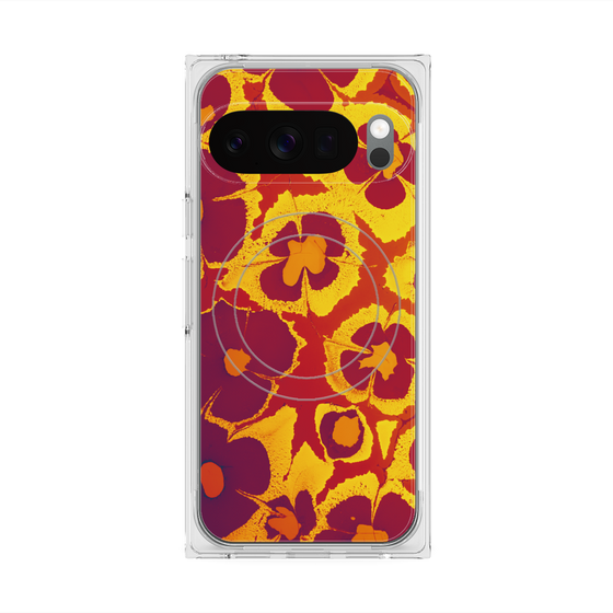 プレミアムスクエアケース with Pixelsnap［ y2k(Year2000) - Flower - Orange purple ］