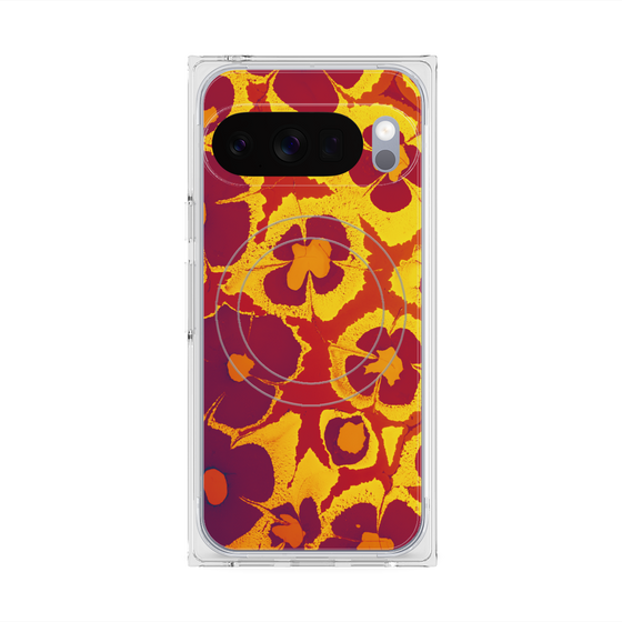プレミアムスクエアケース with Pixelsnap［ y2k(Year2000) - Flower - Orange purple ］