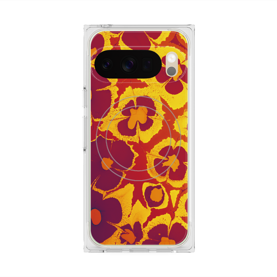 プレミアムスクエアケース with Pixelsnap［ y2k(Year2000) - Flower - Orange purple ］