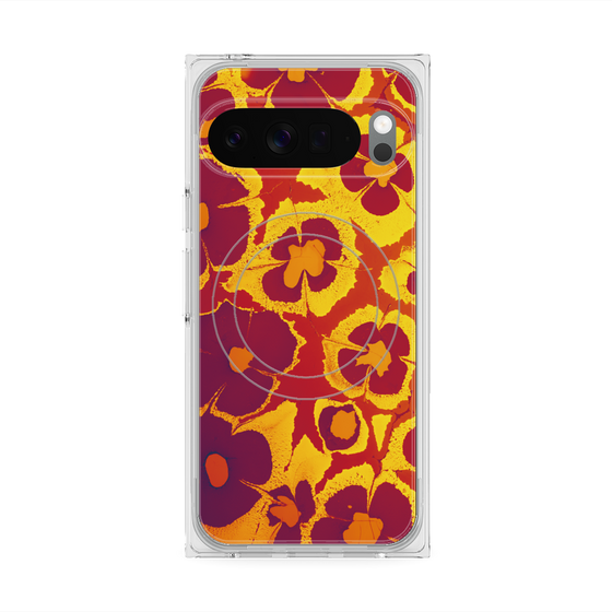 プレミアムスクエアケース with Pixelsnap［ y2k(Year2000) - Flower - Orange purple ］