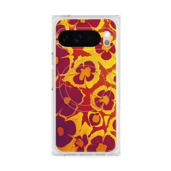 プレミアムスクエアケース with Pixelsnap［ y2k(Year2000) - Flower - Orange purple ］