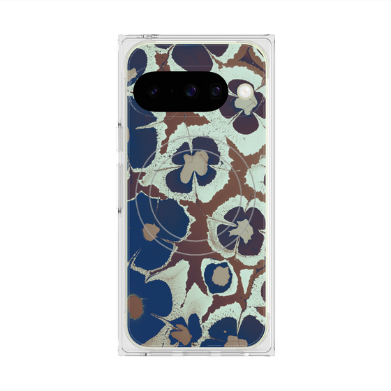 プレミアムスクエアケース with Pixelsnap［ y2k(Year2000) - Flower - Brown Navy ］